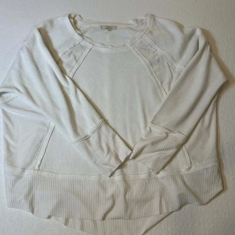 Chelsea & Violet L/S Womens XL Waffle Oversized Shirt Cream White - Picture 9 of 9